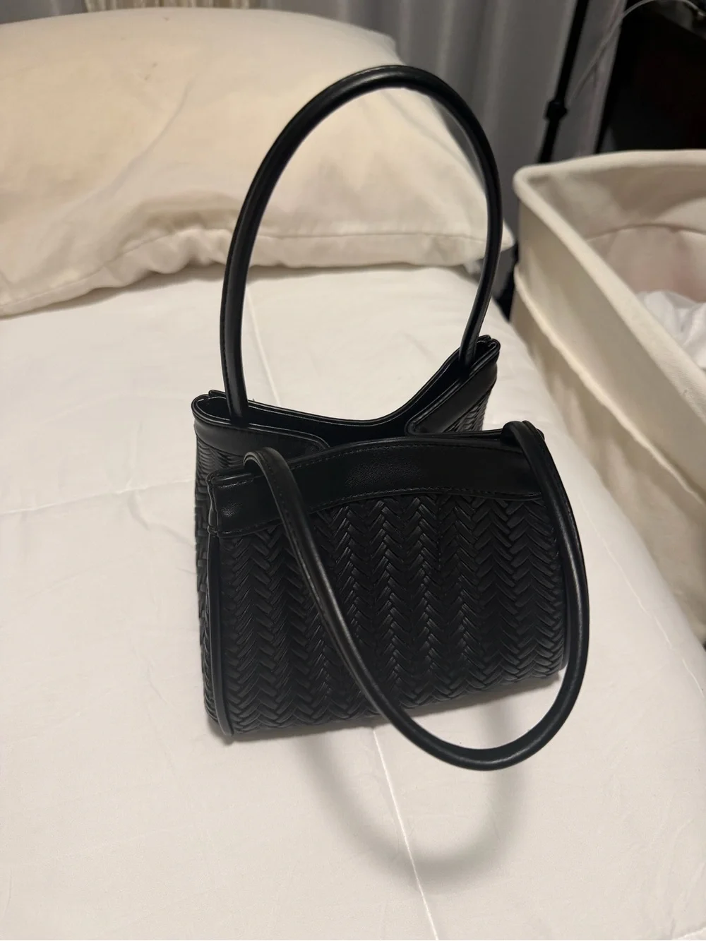 Anthropologie Black Woven Satchel